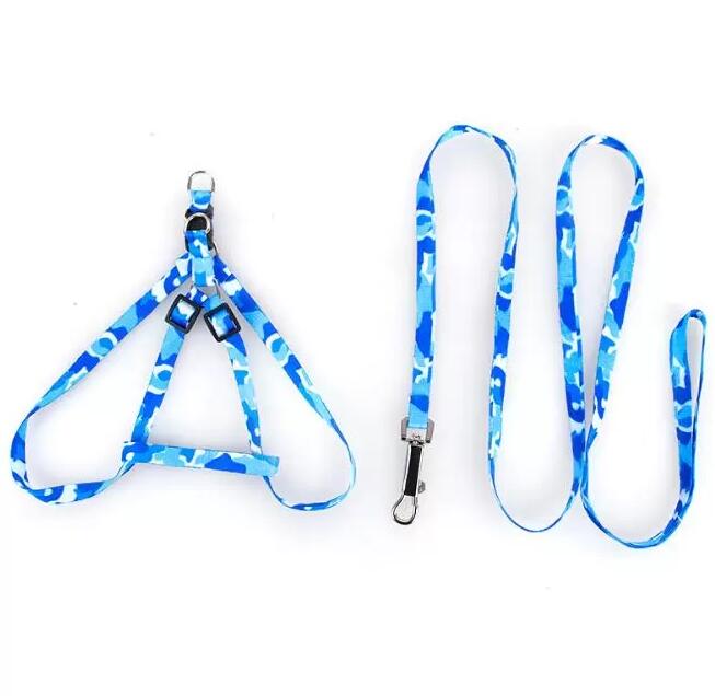 Dog Harness Leashes Nylon Printed Adjustable Pet Collar Puppy Cat Animals Accessories Necklace Rope Tie