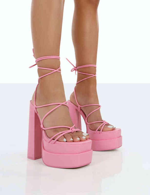 2022 NEW Woman Sandals Summer Peep Toe High Block Heel Shoes Sexy Women Sandalias Leather Cross-Straps Platform Heels Y220409