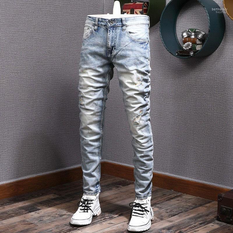 Men's Jeans Ly Designer Fashion Men Retro Blue Elastic Slim Ripped Embroidery Patched Vintage Casual Denim Pants HombreMen's Bert22
Men's Jeans Ly Designer Fashion Men Retro Blue Elastic Slim Ripped Embroidery Patched Vintage Casual Denim Pants HombreMen's Bert22