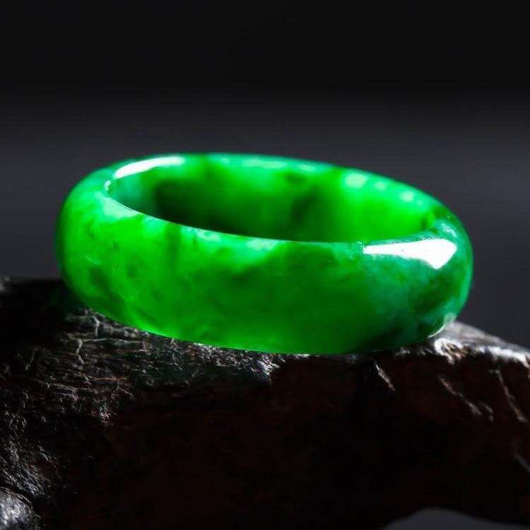 Jadeite Jade Ring Band for Woman or Man Thin Modern Jewelry Raw Stone Chinese Solid Stone
