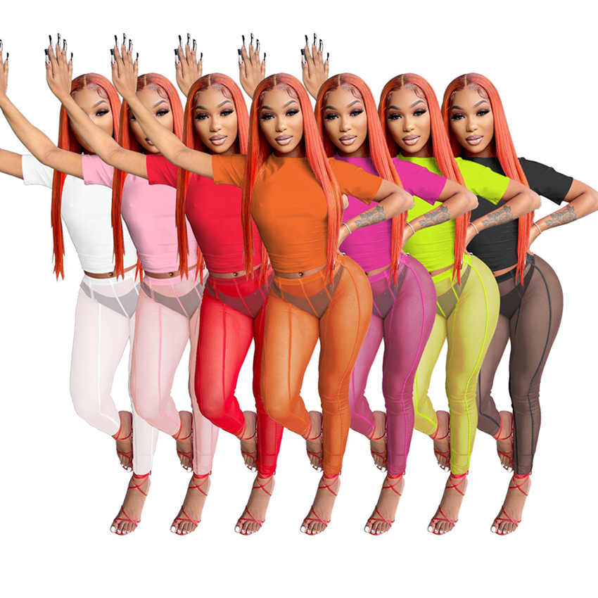 Summer Mesh See Through Tracksuits For Womens Solid Short Sleeve Tops And Slim Sports Pant Sexy Nightclub 2 Piece Sets W8293, Pink
Summer Mesh See Through Tracksuits For Womens Solid Short Sleeve Tops And Slim Sports Pant Sexy Nightclub 2 Piece Sets W8293, Pink