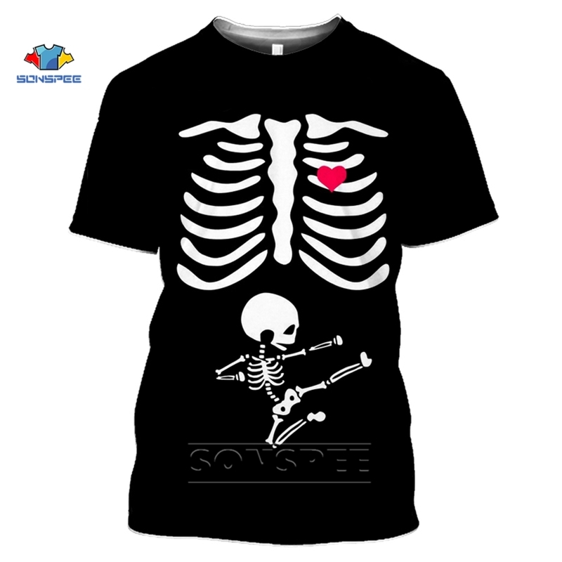 SONSPEE Arrival Male Skeleton Internal Organs T-shirts 3D Print Round Neck Short Sleev T-Shirt Anime Funny Men T Shirt 220408
