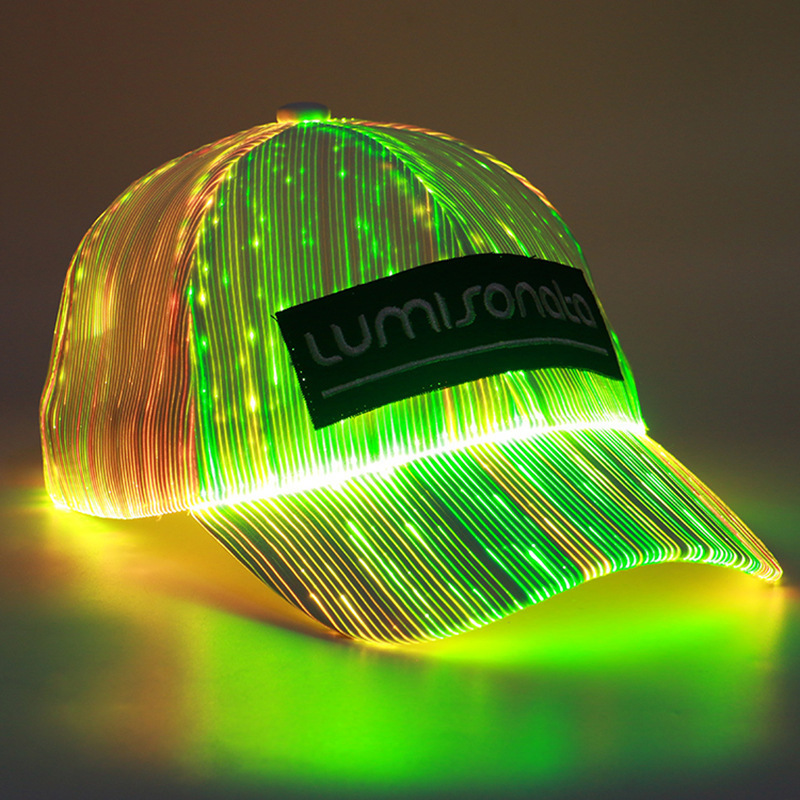 Luminous LED Baseball Cap Glow Hat Unisex DJ Light Up Carnival Fiber Optic Hip Hop Hats Women Christmas Halloween Party 220511
