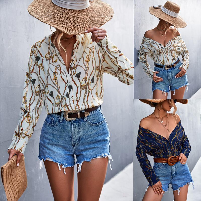 Women' Blouses & Shirts Design Women Button Blouse V-neck Long Sleeve Chains Print Loose Casual Womens Tops And BlousesWomen, Apricot
Women' Blouses & Shirts Design Women Button Blouse V-neck Long Sleeve Chains Print Loose Casual Womens Tops And BlousesWomen, Apricot
