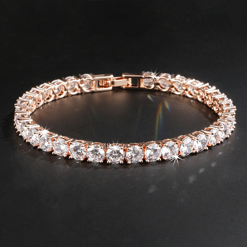 5mm Hip Hop Tennis Chain Bracelets Bling Gold Plated Men Women Party Jewelry Gift