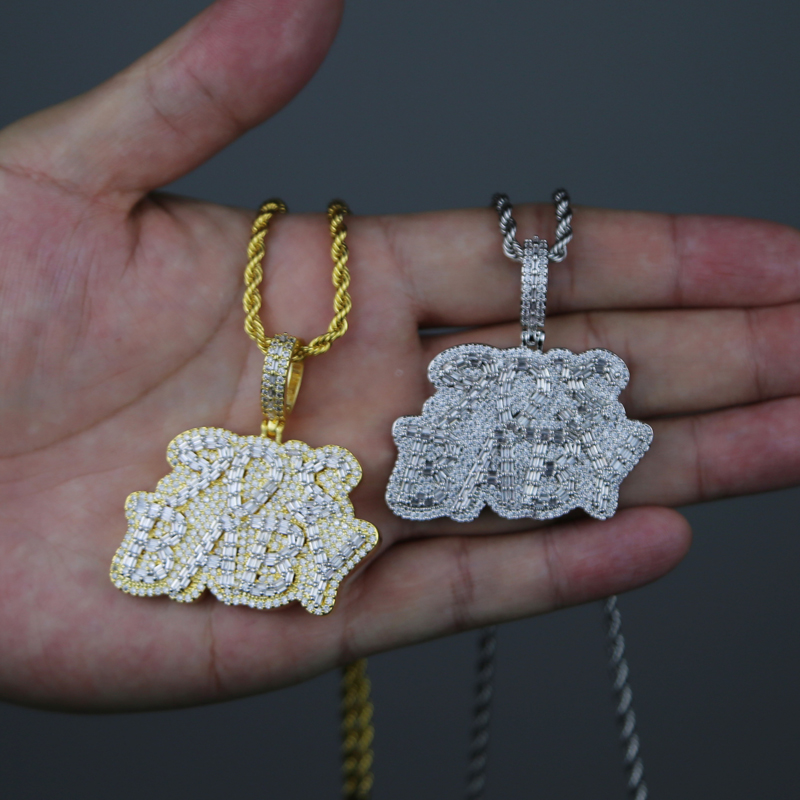 Men Women Hip Hop 90s Baby Pendant Necklace Iced Out Bling 5A Cubic Zirconia CZ Paved Fashion Charm Boy Cool Jewelry