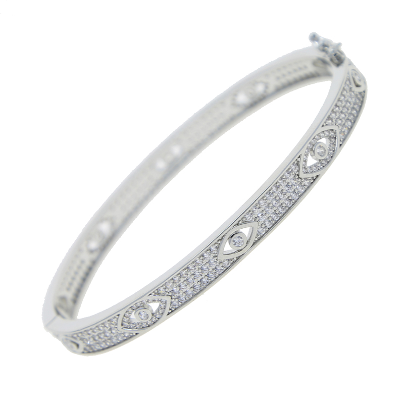 High Quality Fashion Women Hand Bracelet Jewelry Gold Plated Micro Pave Clear Cz Turkish Lucky Evil Eye Bangle Bracelets for Women