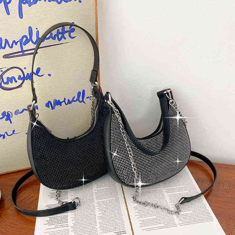 Evening Bags Fashion Shoulder for Women 2022 Trend New Chains Diamond Handbag Female Pu Leather Half Moon Crossbody Ladies 220630, Black
Evening Bags Fashion Shoulder for Women 2022 Trend New Chains Diamond Handbag Female Pu Leather Half Moon Crossbody Ladies 220630, Black
