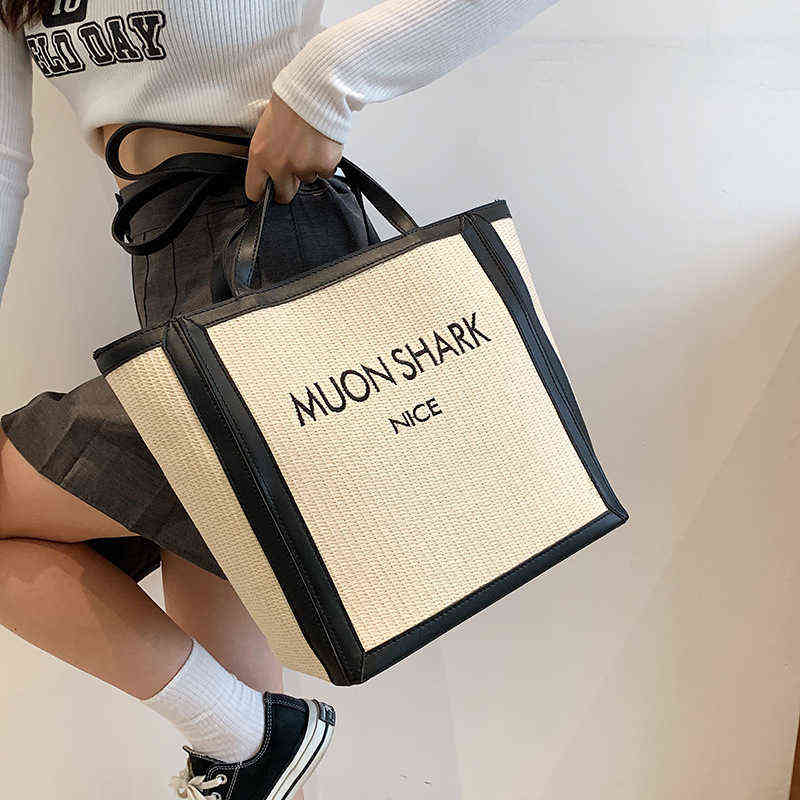 Summer High Capacity Bag Female New Minority Design Letter Straw Tote Bag Shoulder Bag 220614, Fabric grey
Summer High Capacity Bag Female New Minority Design Letter Straw Tote Bag Shoulder Bag 220614, Fabric grey