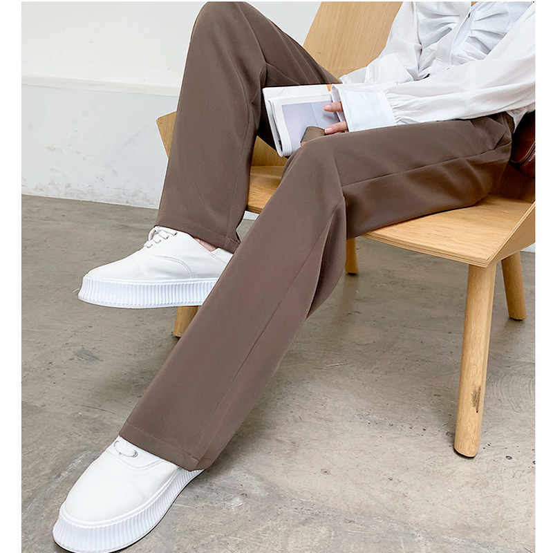 Women High Waist Floor-Length Suits Pants Autumn Winter White Loose Wide Leg Female Office Ladies Straight Long Trousers 220325