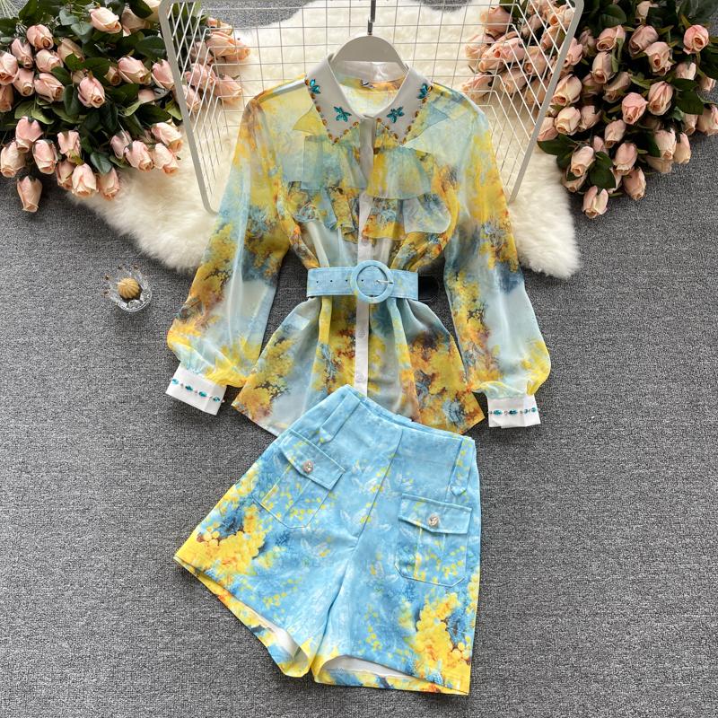 Women' Tracksuits 2022 Summer Two Piece Sets Women Bohemian Casual Flower Print Blouse And High Waist Shorts 2Pcs Tops Short Trousers, Print set
Women' Tracksuits 2022 Summer Two Piece Sets Women Bohemian Casual Flower Print Blouse And High Waist Shorts 2Pcs Tops Short Trousers, Print set