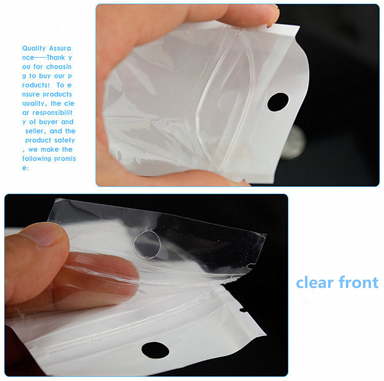 100PCS White Pearl Zip Lock Hanging Packaging Bags Reclosable Office Supplies Phone Case Bracelets Bra Underwear E-cigarettes Christams Gifts Storage 
