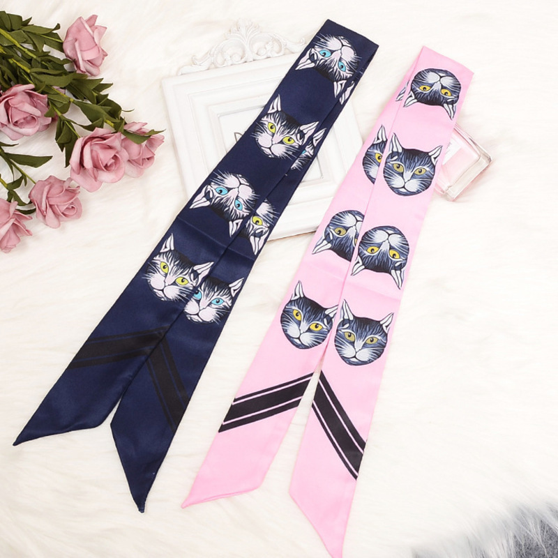 Leopard Head Skinny Scarf New Silk for Women Cat Print Long Handle Bag Scarves Wraps 220723
Leopard Head Skinny Scarf New Silk for Women Cat Print Long Handle Bag Scarves Wraps 220723