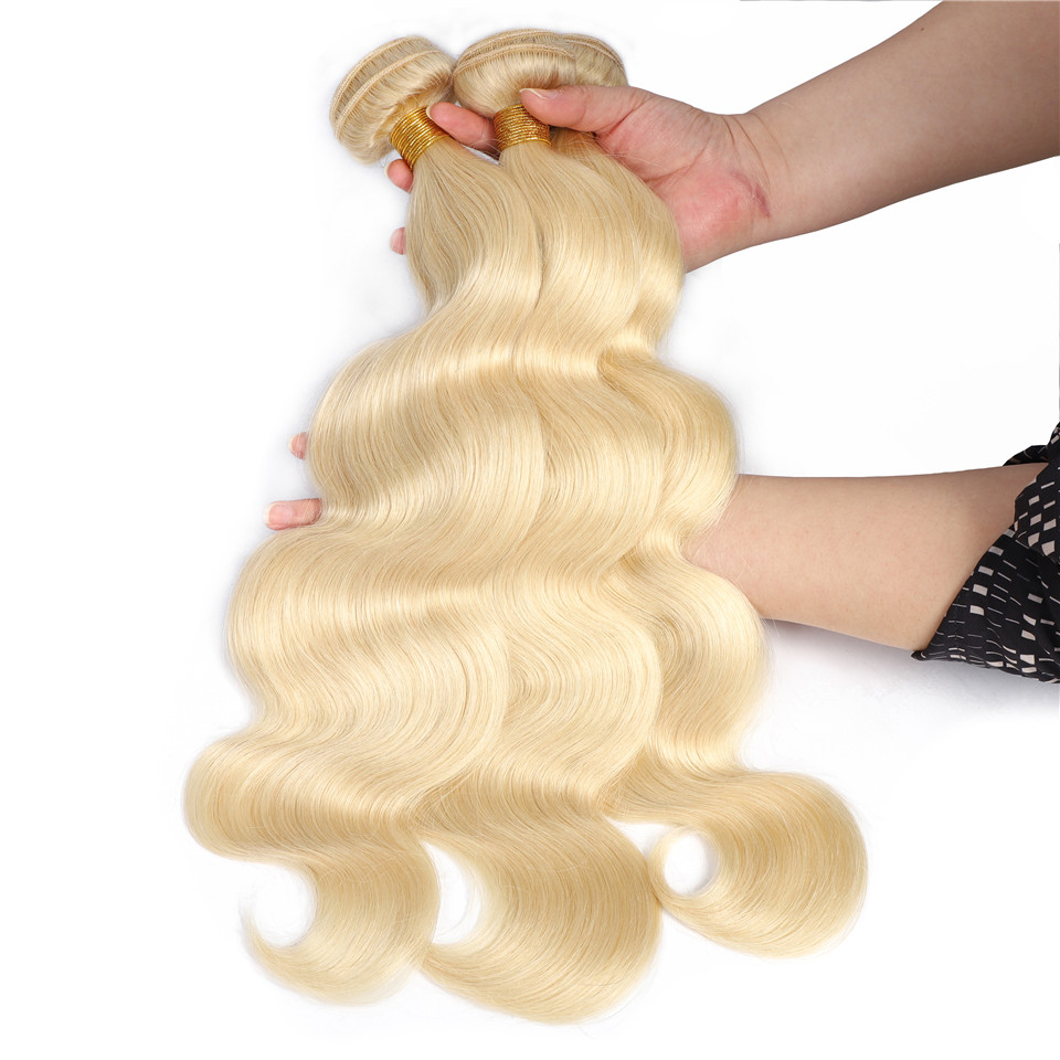 613 Blonde Human Hair Bundles with 4x4 Closure Brazilian Hair Weave Remy