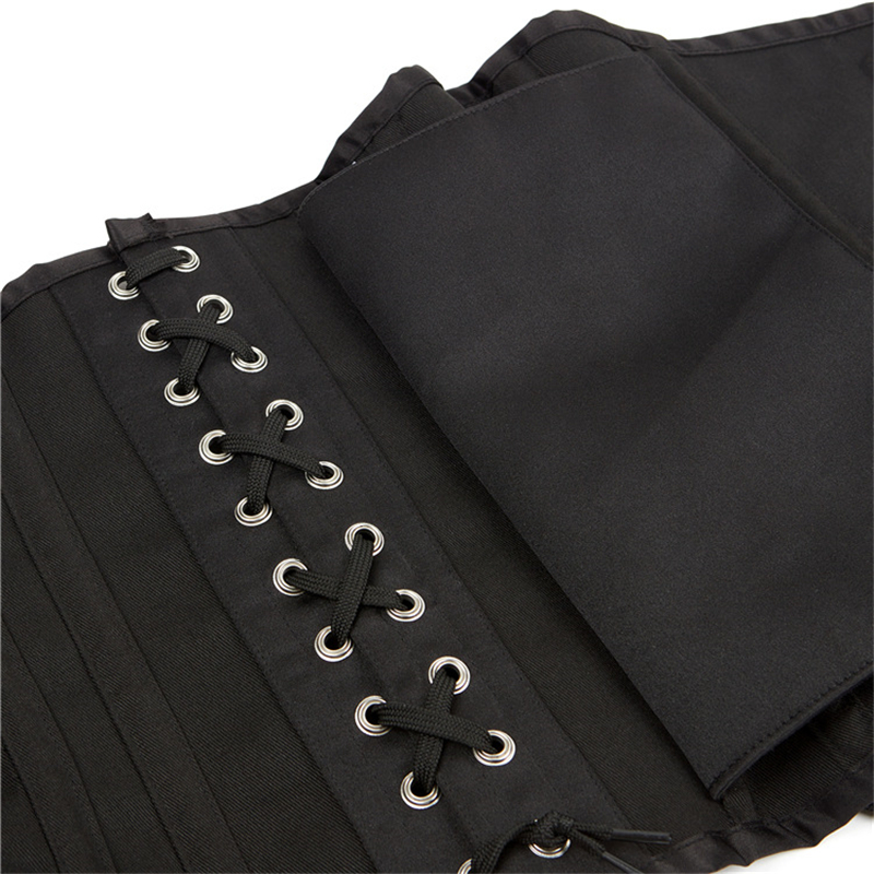 Black Satin 16pcs Steel Bones Underbust Corset Waist Cincher 2022 New Women Waist Trainer Sculpting Girdle Shapewear