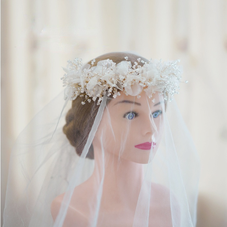 crepe beads hairbands Greek Beaded crepe hair tiara bride headdress wedding hair accessories head bands 0615