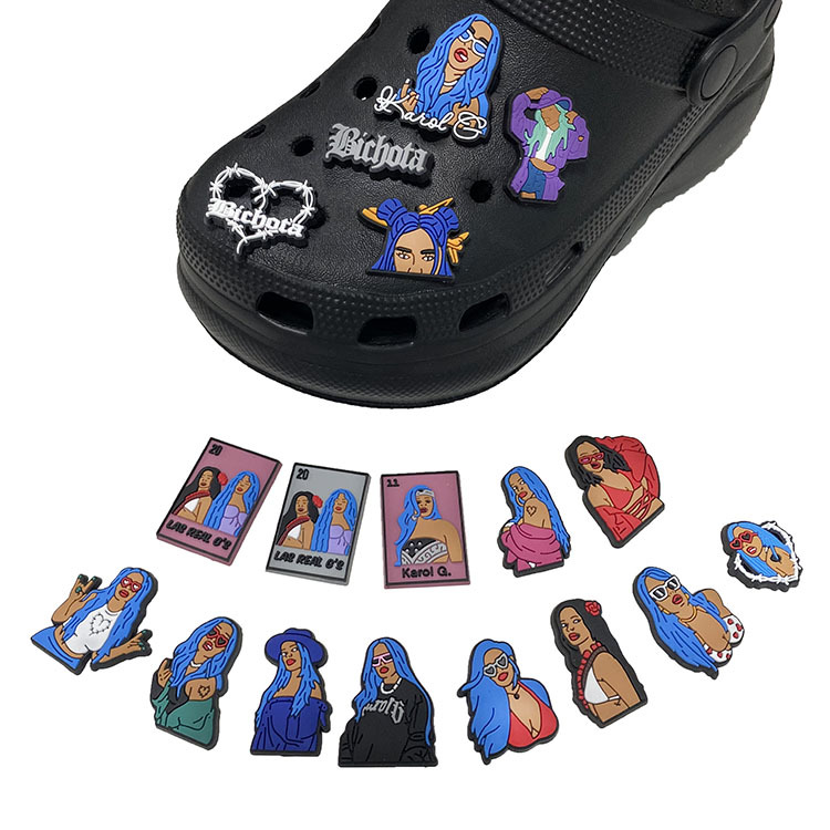 KAROL G Shoe Charms Famous Singer Garden Shoe Accessories Buckle Decorations jibz for croc Wristband Girls Women Gifts
KAROL G Shoe Charms Famous Singer Garden Shoe Accessories Buckle Decorations jibz for croc Wristband Girls Women Gifts