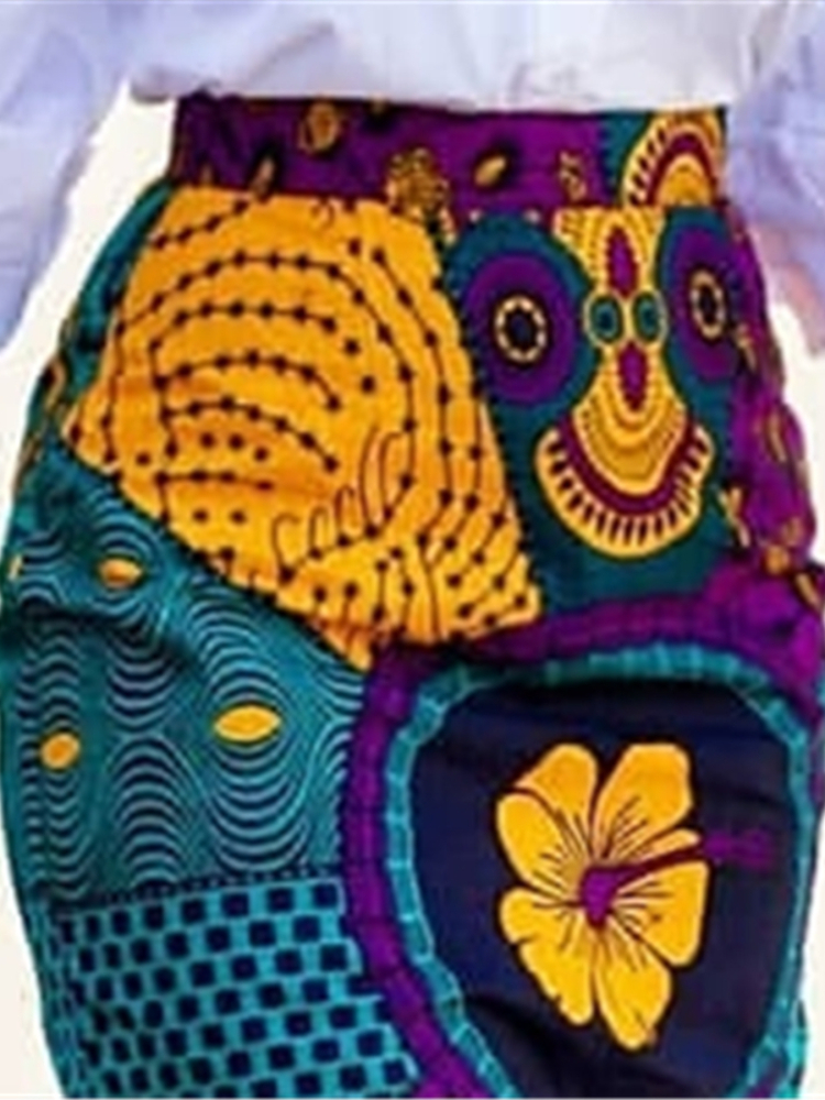 Women Summer Print Skirt Vintage Floral African Fashion High Waist Tassel Classy Modest Elegant Retro Jupes Falads Drop 220317