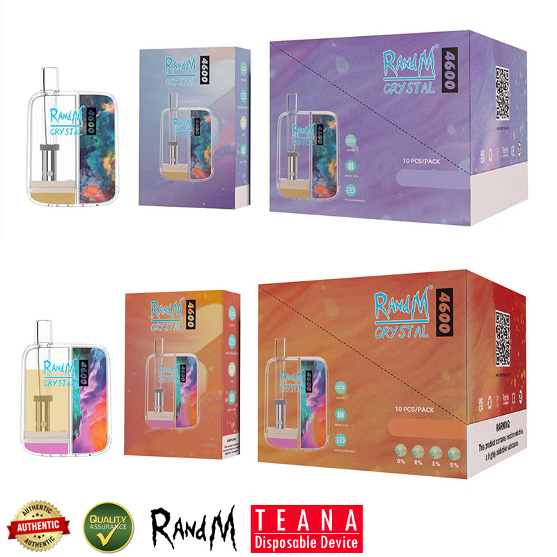 Authentic RANDM Crystal 4600 Puffs E Cigarette Mesh Coil Colorful Light Disposable Vape Rechargeable 650mAh 10ml Prefilled Pod Vapors 0% 2% 3% 5% Vapes
Authentic RANDM Crystal 4600 Puffs E Cigarette Mesh Coil Colorful Light Disposable Vape Rechargeable 650mAh 10ml Prefilled Pod Vapors 0% 2% 3% 5% Vapes