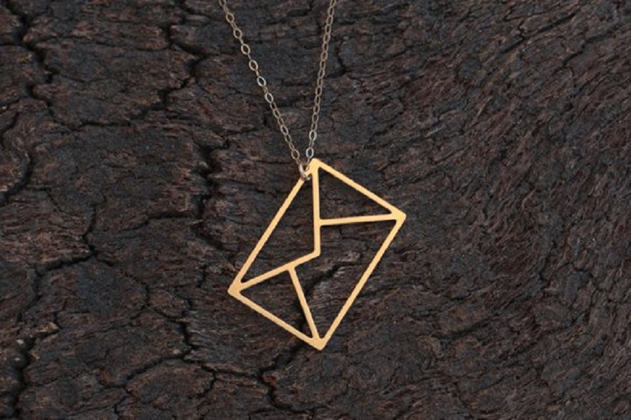 10PCS Tiny Geometric Paper Origami Envelope Necklace I love You Letter Email Message Necklace Triangle Square Rectangle Necklaces