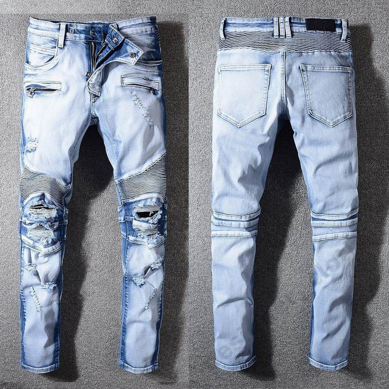 Jeans Newest Mens Designer Jean Distressed Ripped Biker Slim Fit Motorcycle Bikers Denim For Men s Fashion Mans Black Pants Free ship
