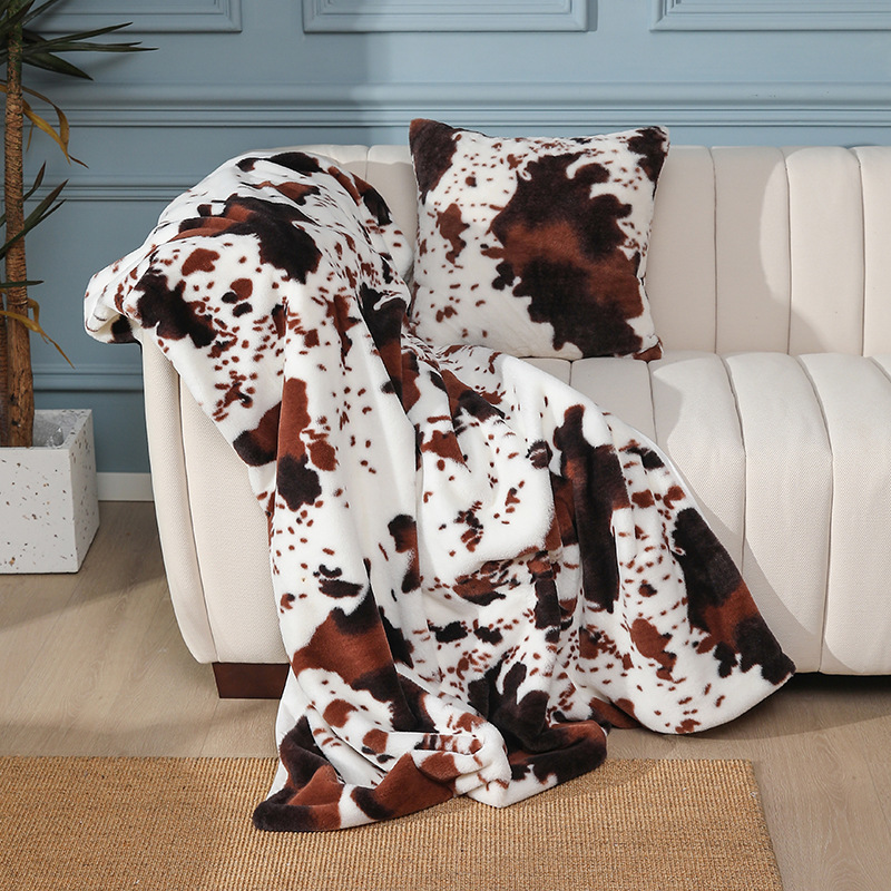 Cow Print Throw Ins Animal Fur Thick Soft Warm Blankets For Bed Sofa Cover Office Air Conditioning Lunch Break Shawl Kids Adults 220505