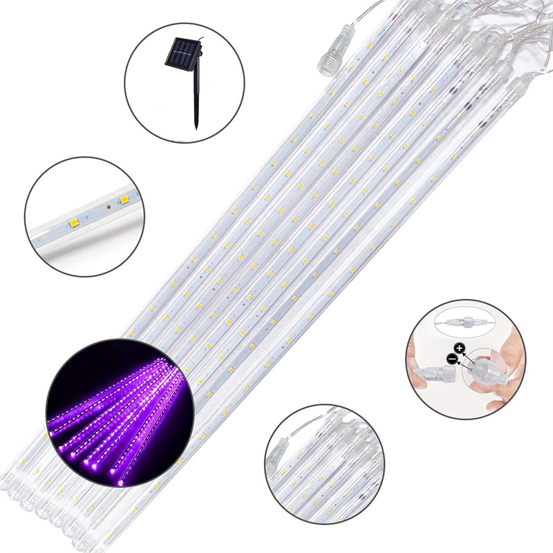 8tubes Waterproof Solar LED Meteor Shower Rain Tubes String Lighting for Party Wedding Decoration Christmas Holiday Light 30cm 50cm 80cm