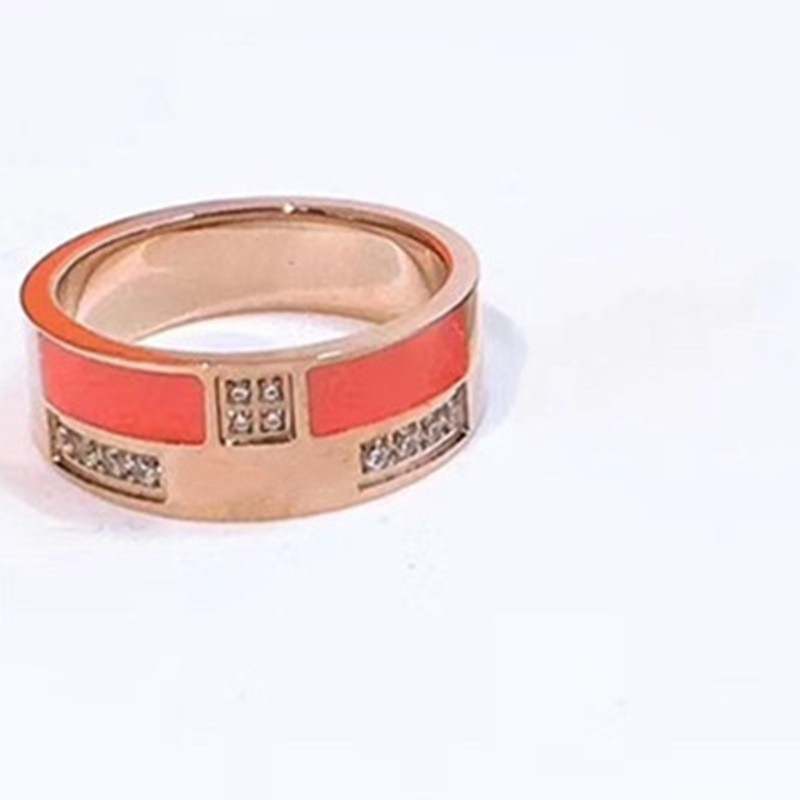 Design Letter Diamond Ring Rose Gold Orange Screw Multicolor Couple Enamel Rings Men Women Love Jewelry with Original box