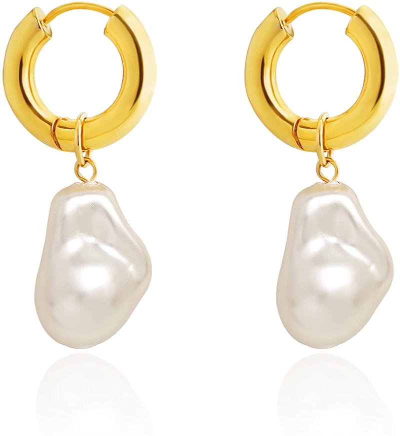 Hoop & Huggie 18k Gold Plated Chunky Earrings Irregular Baroque Pearl Women Dangle Vintage Graceful Circle Two Way To Wear JewelryHoop
Hoop & Huggie 18k Gold Plated Chunky Earrings Irregular Baroque Pearl Women Dangle Vintage Graceful Circle Two Way To Wear JewelryHoop