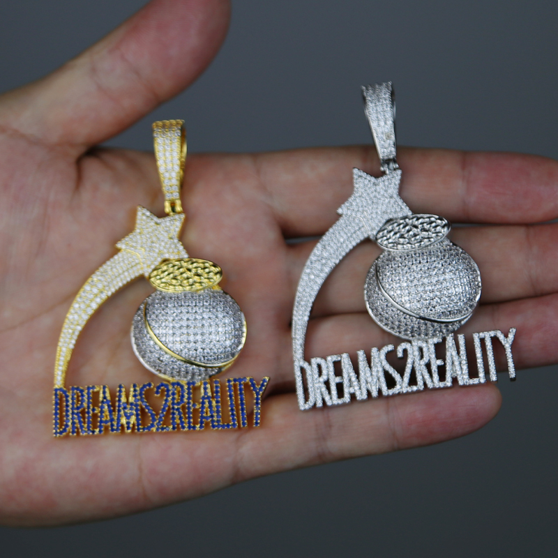 New Arrived Punk Rock Letter meteor ball Pendant with Rope Chain Necklace for Women Men Hip Hop Necklaces Jewelry Drop Ship