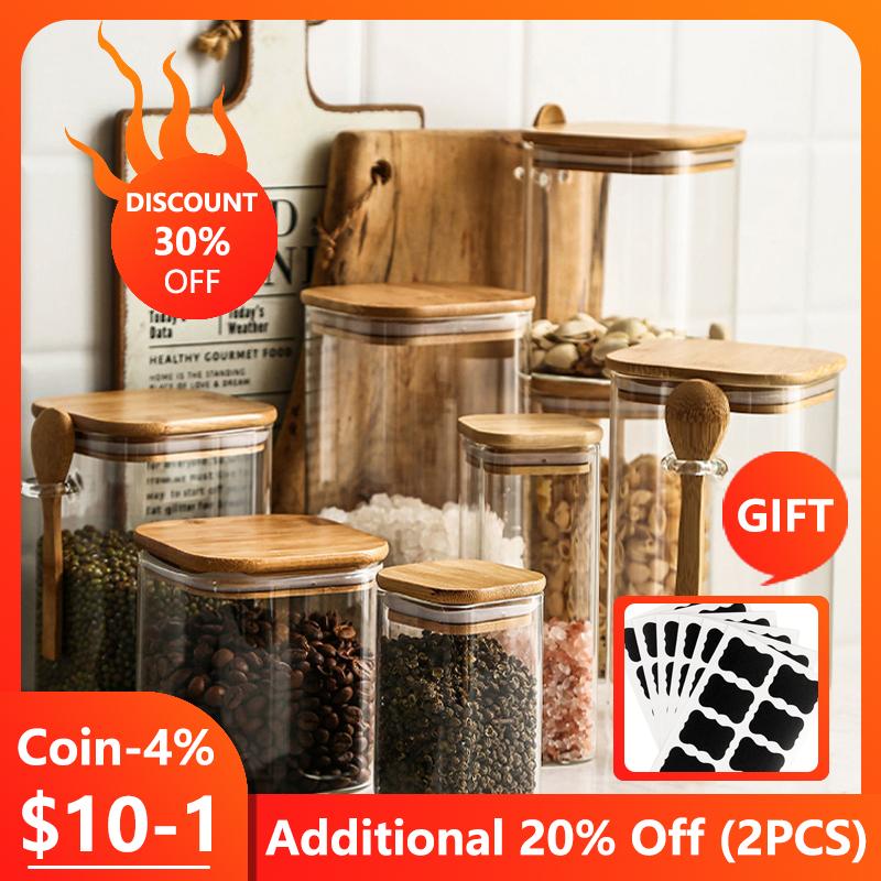Storage Bottles & Jars Kitchen Bottle Box Container Jar Transparent Glass Sealed Candy Coffee Bean With Spoon And Bamboo Lid
Storage Bottles & Jars Kitchen Bottle Box Container Jar Transparent Glass Sealed Candy Coffee Bean With Spoon And Bamboo Lid