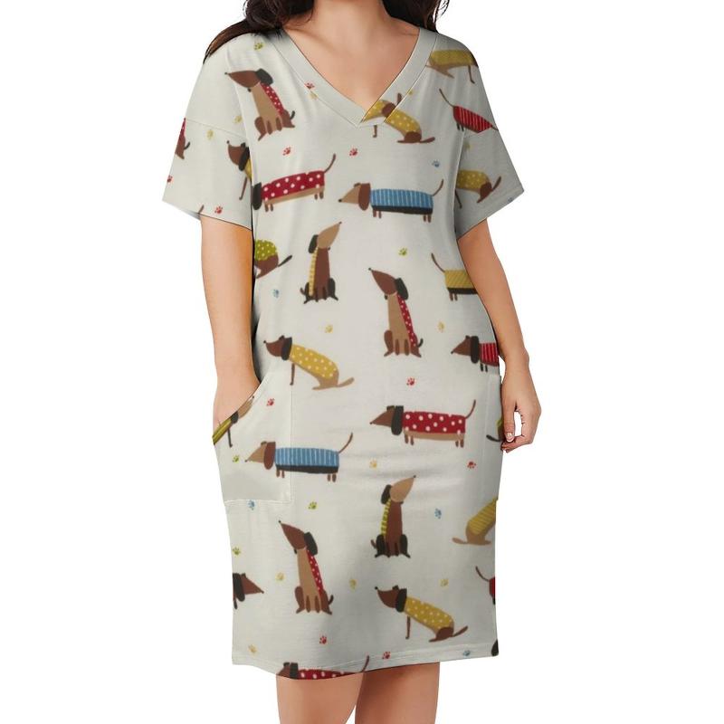 Plus Size Dresses Colorful Dog Dress V Neck Funny Animal Print Retro Women Street Wear Casual With Pockets 3XL 4XLPlus, Style-17
Plus Size Dresses Colorful Dog Dress V Neck Funny Animal Print Retro Women Street Wear Casual With Pockets 3XL 4XLPlus, Style-17