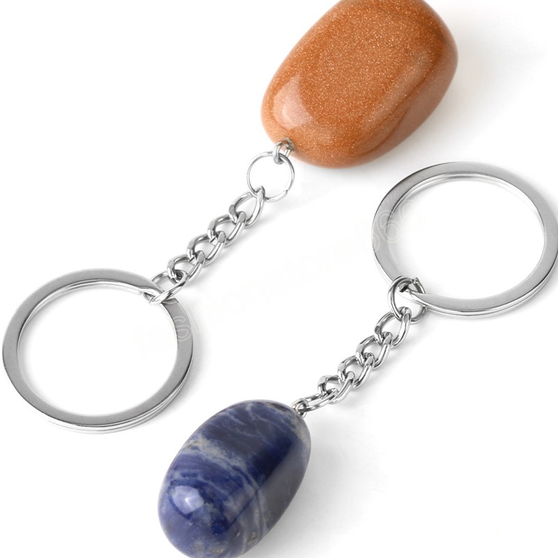 Natural Stone Keychain Irregular Crystals Keychains Pendant Wholesale Key Chains for Men Car Keys Ring Chain Holder