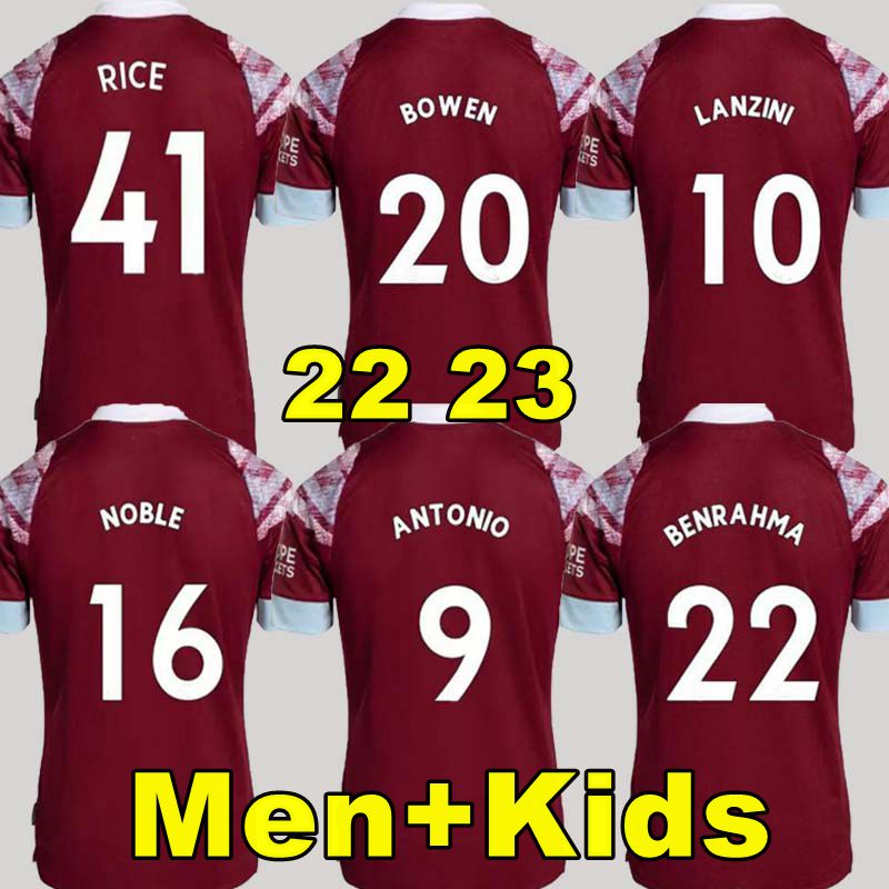 22 23 West Hams BOWEN RICE soccer jersey BENRAHMA LANZINI ANTONIO YARMOLENKO NOBLE FORNALS DAWSON Vlasic SOUCEK 2022 2023 football shirt uniforms Mens Kids Kit set, 22 23 home +epl 
22 23 West Hams BOWEN RICE soccer jersey BENRAHMA LANZINI ANTONIO YARMOLENKO NOBLE FORNALS DAWSON Vlasic SOUCEK 2022 2023 football shirt uniforms Mens Kids Kit set, 22 23 home +epl