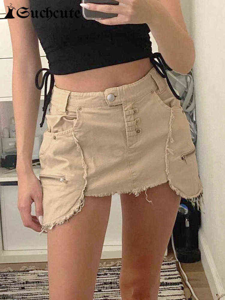 SUCHCUTE Harajuku Zipper Cargo Mini Skirts Women High Waist Button Up Denim Skirt Y2K Fashion Irregular Streetwear Slim Clothes T220819, Khaki
SUCHCUTE Harajuku Zipper Cargo Mini Skirts Women High Waist Button Up Denim Skirt Y2K Fashion Irregular Streetwear Slim Clothes T220819, Khaki