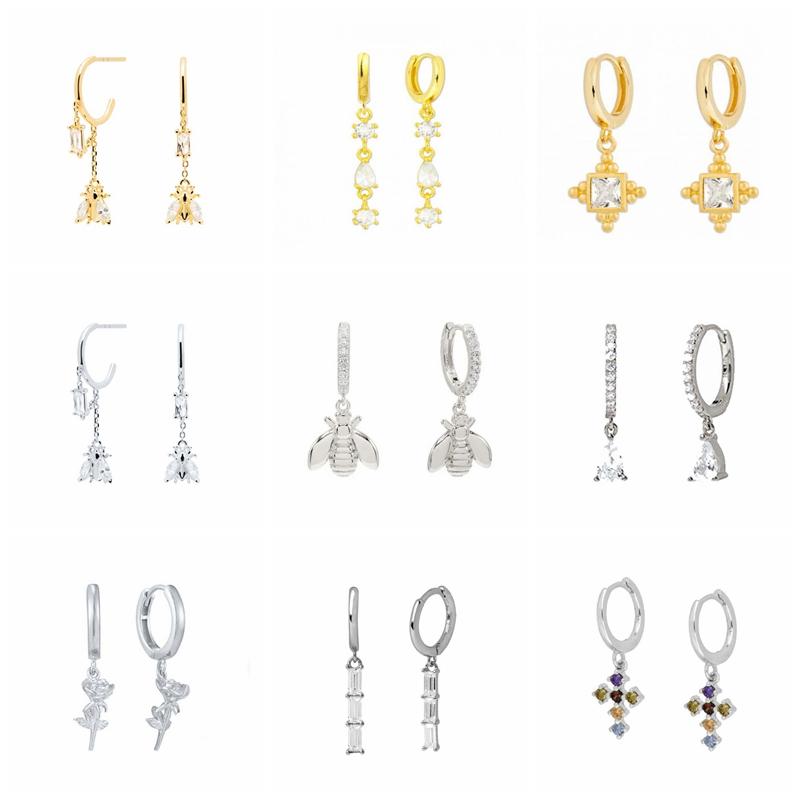 Hoop & Huggie Gold Color Silver Clear Zircon Pave Circle Earrings With Bee Pendant Crystal Cross Flower Charm PendienteHoop
Hoop & Huggie Gold Color Silver Clear Zircon Pave Circle Earrings With Bee Pendant Crystal Cross Flower Charm PendienteHoop