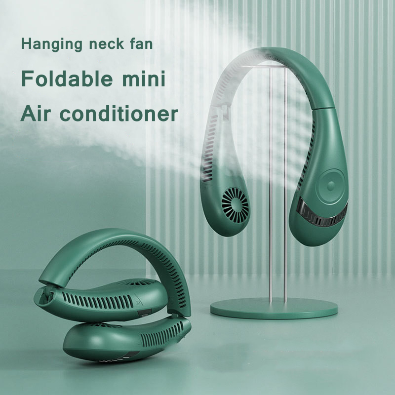 Rechargeable Protable Silent Bladeless Hanging Neck Air Conditioner Fan 3 Speed Adjusted Travel Outdoor Halter Cooler 220505