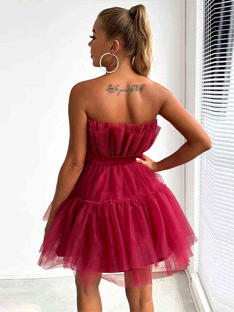 Women Off Shoulder Mesh Tutu Dress 2022 Female Fashion Bodycon Lace Short Dresses Ladies Sweety Elegant Party Evening Outfits T220818