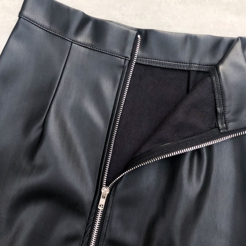 Neophil Vintage Zipper High Waist Latex Pencil Skirt Wrap Sexy Black PU Faux Leather Midi Split Skirt Bodycon Saia S21759 220322