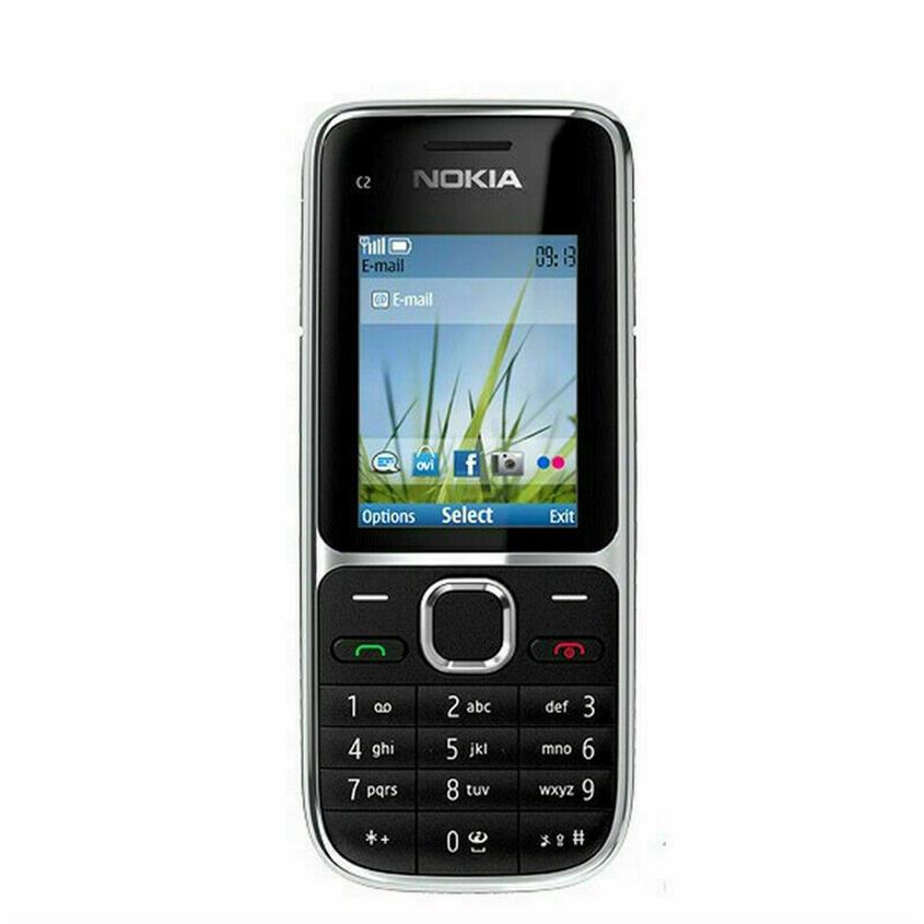 

Original Nokia C2-01 Unlocked Mobile Phone 2.0" 3.2MP Bluetooth Multi-Languages keyboard Refurbished GSM/WCDMA 3G Phone2474, Black