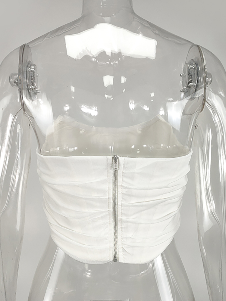 Asia Sexy Corset Top Women Sleeveless Off Shoulder Female Boned Cropped Streetwear Bustier Mesh Crop White 220325