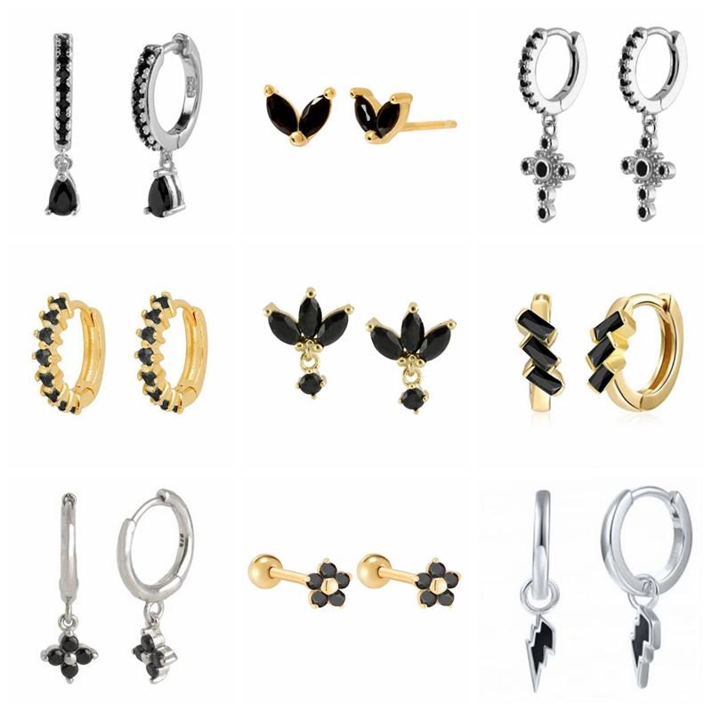 Hoop & Huggie 925 Sterling Silver Black Cubic Zirconia Series Earrings With Crystal Moon Cross Charm For Women Party EarringsHoop
Hoop & Huggie 925 Sterling Silver Black Cubic Zirconia Series Earrings With Crystal Moon Cross Charm For Women Party EarringsHoop
