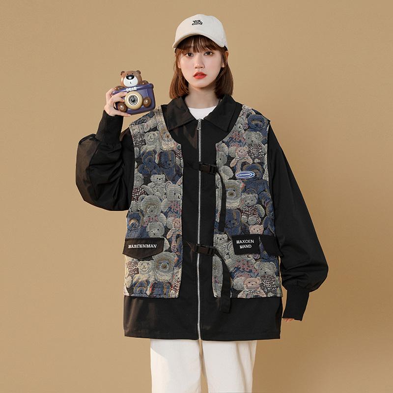 Women' Jackets Autumn Women' Anime Work America Street Vintage Duplex Fake Two Cute Bear Hip HopStreetwear Coat Female TopsWomen, Black
Women' Jackets Autumn Women' Anime Work America Street Vintage Duplex Fake Two Cute Bear Hip HopStreetwear Coat Female TopsWomen, Black