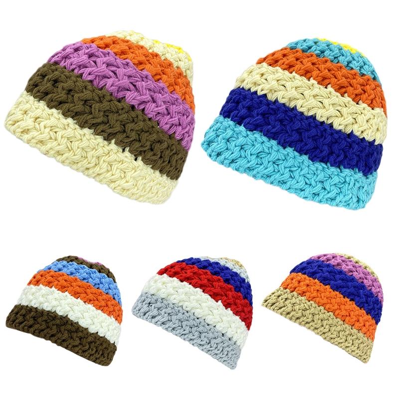 Berets Rainbow Color Matching Crochet Fisherman Hat Wool Knitted Basin Gift For Halloween Christmas Year Thanksgiving M6CDBerets, Khaki 
Berets Rainbow Color Matching Crochet Fisherman Hat Wool Knitted Basin Gift For Halloween Christmas Year Thanksgiving M6CDBerets, Khaki