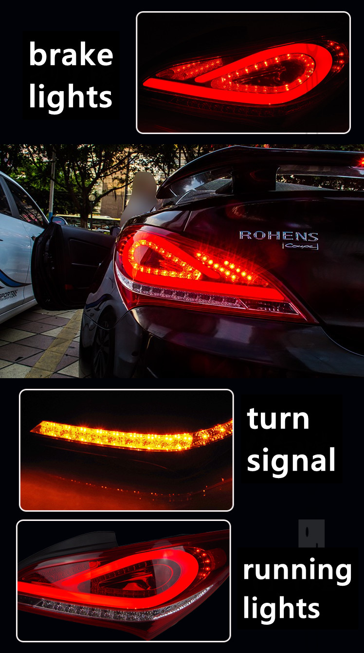 LED Taillights Assembly For Hyundai Genesis Coupe 2009-13 Tail Lamps With Dynamic Turning Lights Brake Reverse lights