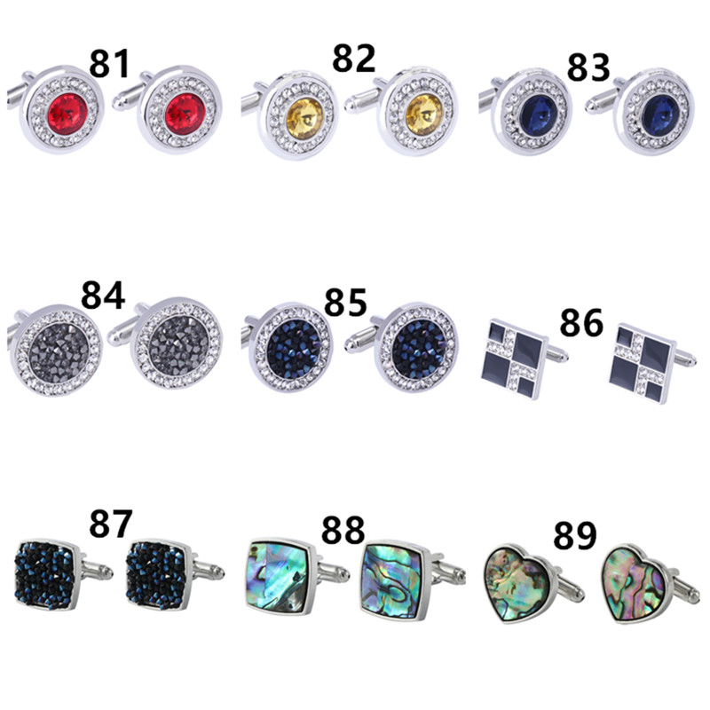 Fashion French Man Cufflink Designer Crystal Cuff Links Shell Rhinestone Silver Black Gold Plated Enamel Business Alloy Shirt Cuff
