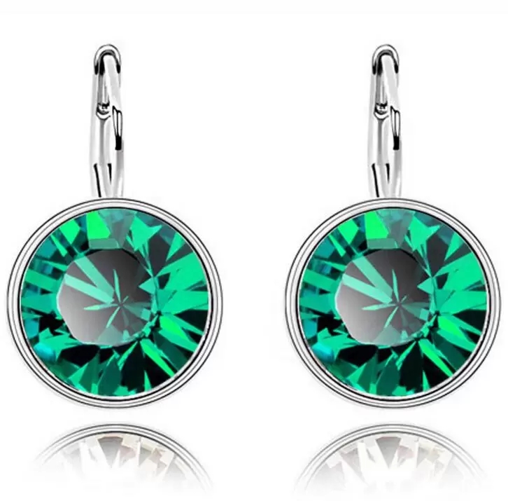 Designer Round Crystal Dangle Earring for Women Shiny Diamond Clip On Earrings Luxury Austrian Ctystal Circle Drop Earrings Fashion Birthday Wedding J