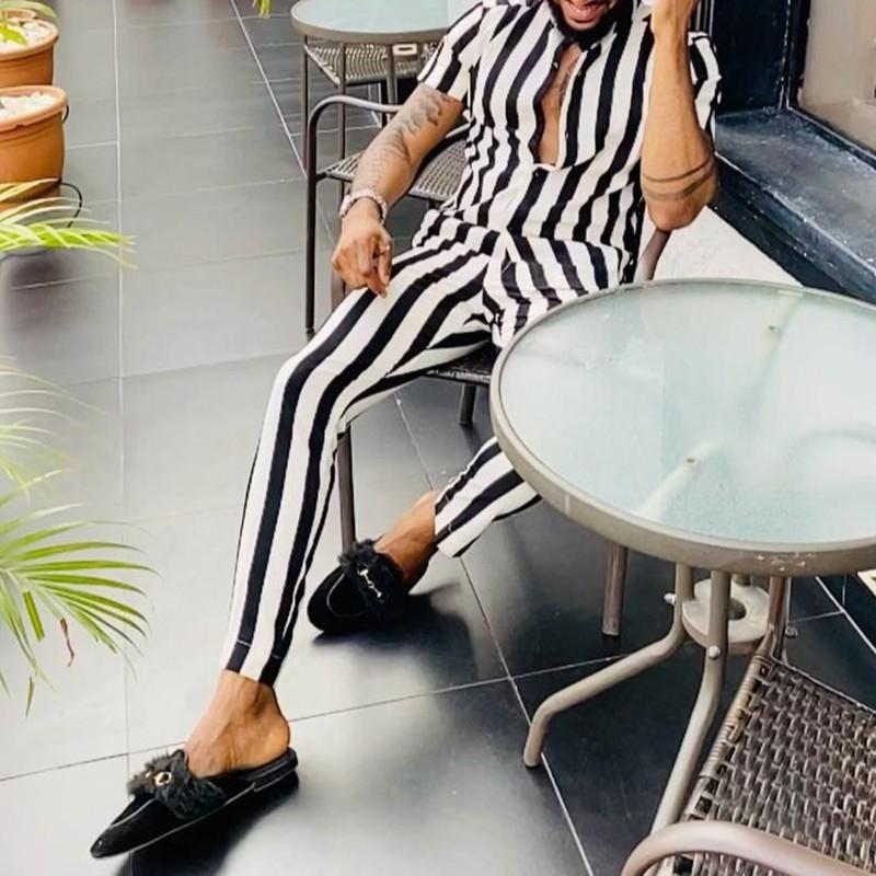 Men' Tracksuits Spring Summer Men' Casual Hort Sleeve Tops And Long Pants Suit Fashion Striped Pattern Print Outfit Men Streetw -3XLM
Men' Tracksuits Spring Summer Men' Casual Hort Sleeve Tops And Long Pants Suit Fashion Striped Pattern Print Outfit Men Streetw -3XLM
