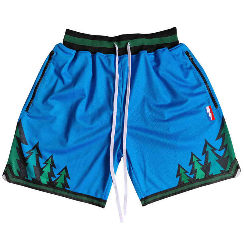Breathable Mesh Basketball Shorts Blue Timber Printed Basketball Jersey Timberwolves Russell Street Style Sports Training Pants