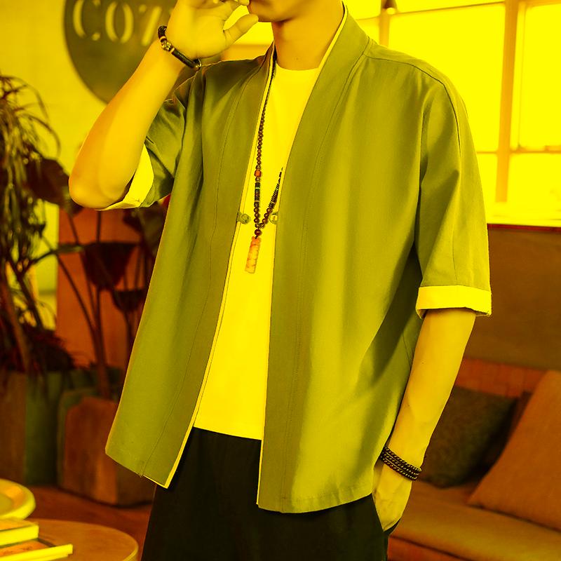 Ethnic Clothing Chinese Style Men's Traditional Jacket HanTang Costume Ancient Japanese Kimono Coat Tops Cardigan Loose Short Sleeves Sh
Ethnic Clothing Chinese Style Men's Traditional Jacket HanTang Costume Ancient Japanese Kimono Coat Tops Cardigan Loose Short Sleeves Sh